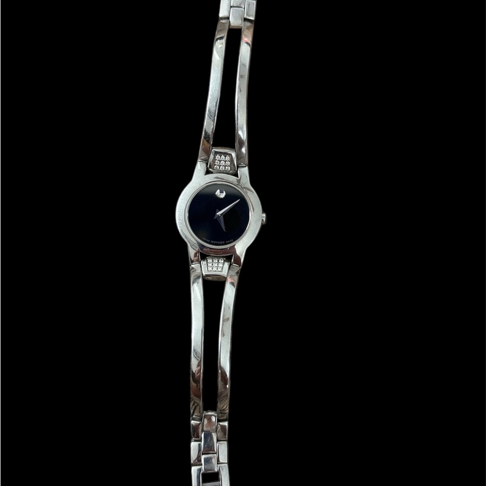 Movado Amoroso with Diamonds 84E41842 
Silver Watch with Black Dial